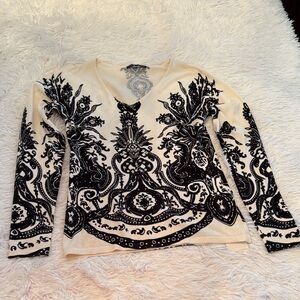 Pierri New York Black and Cream Patterned Sweater